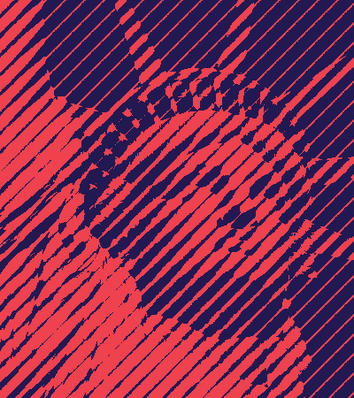 Face of the statue of liberty with navy blue and red engraving effect