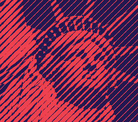 Face of the statue of liberty with navy blue and red engraving effect