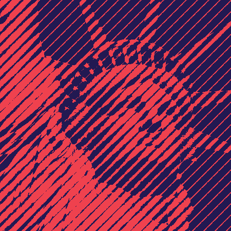 Face of the statue of liberty with navy blue and red engraving effect