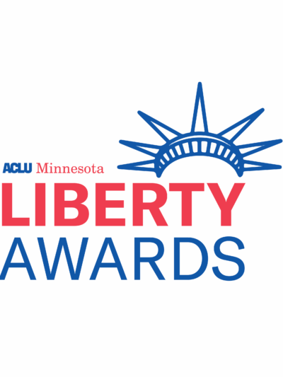 Blue statue of liberty crown with text that reads: ACLU of Minnesota Liberty Awards