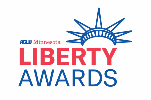 Blue statue of liberty crown with text that reads: ACLU of Minnesota Liberty Awards