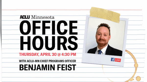 Notebook paper in background with polaroid of Benjamin Feisttaped on. Text reads: Office Hours with Chief Programs Officer Ben Feist