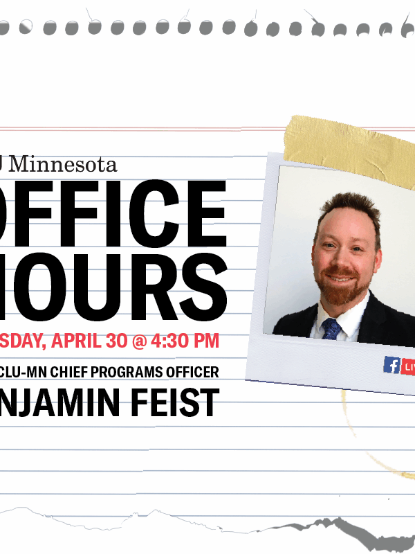 Notebook paper in background with polaroid of Benjamin Feisttaped on. Text reads: Office Hours with Chief Programs Officer Ben Feist