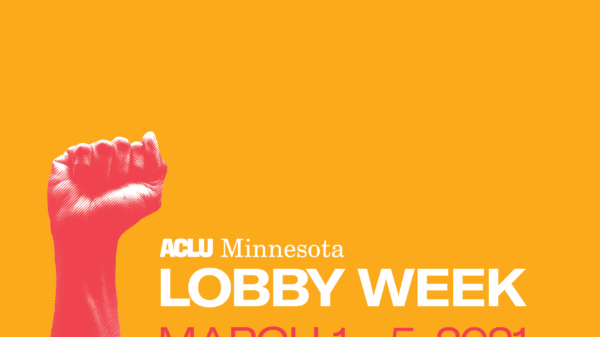 Red fist on the left side. Text reads Lobby Week, March 1-5.