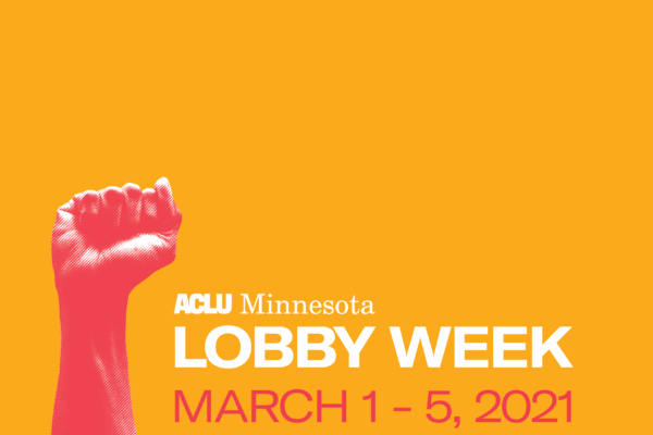 Red fist on the left side. Text reads Lobby Week, March 1-5.