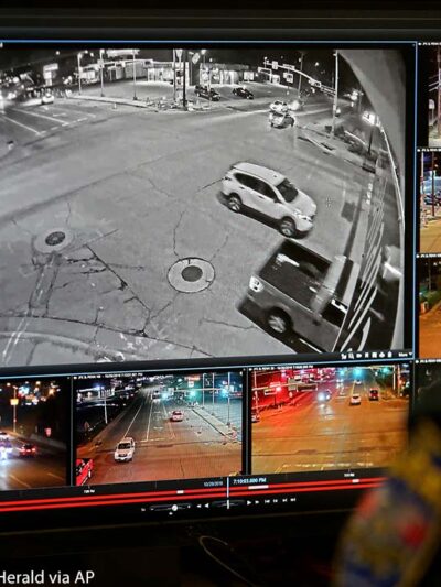 Gray police surveillance camera