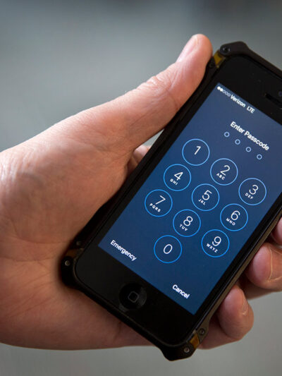 Hand holding smartphone