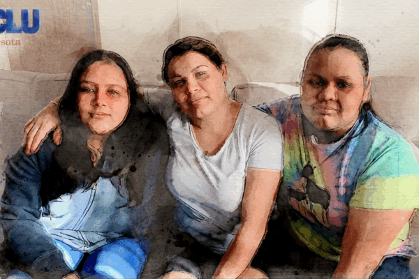 A digital watercolor portrait of the Villalobos sister and their mother