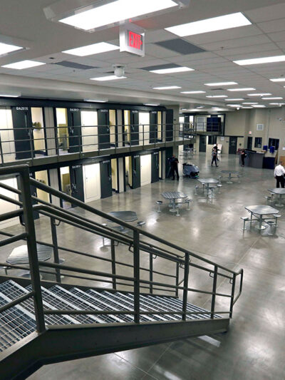 The view of a housing unit at a correctional institution in Pennsylvania.