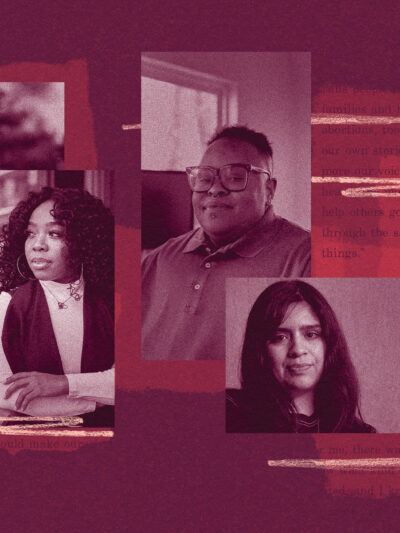 A collage of portraits of the five storytellers: Angel Kai, Veronika Granado, Cazembe Jackson, Briana McLennon, and Maleeha Aziz