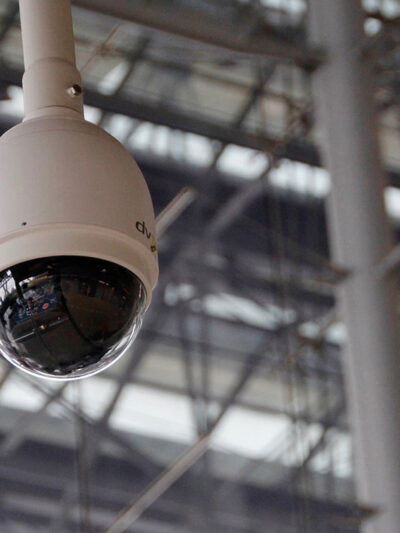 A photo of a security camera.