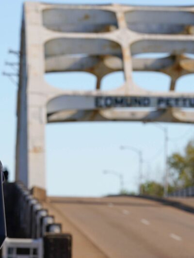 President Joe Biden speaks near the Edmund Pettus Bridge in Selma, Ala., Sunday, March 5, 2023, to commemorate the 58th anniversary of Bloody Sunday.