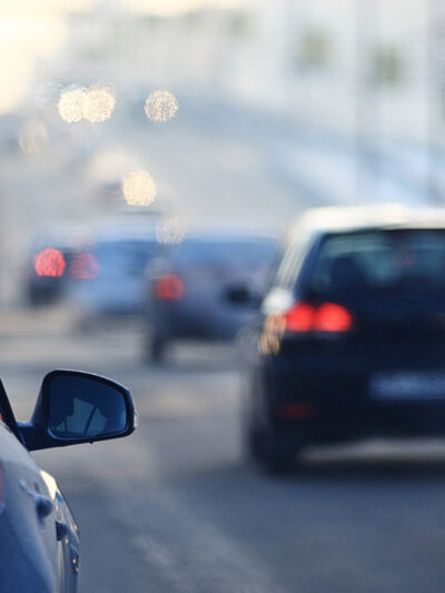 Cars driving on a highway.