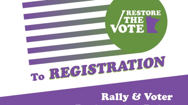 From Restoration to Registration Rally & Voter Registration Drive - Thurs. June 1 @ 10am. Arlington Hills community center, st paul