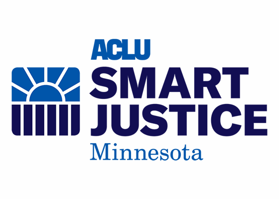 Dark blue and royal blue logo on a white background. The logo says "ACLU Smart Justice Minnesota"