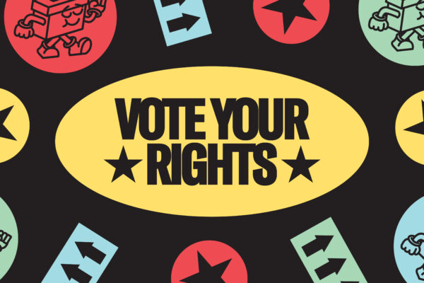 Graphic that says "Vote your rights"