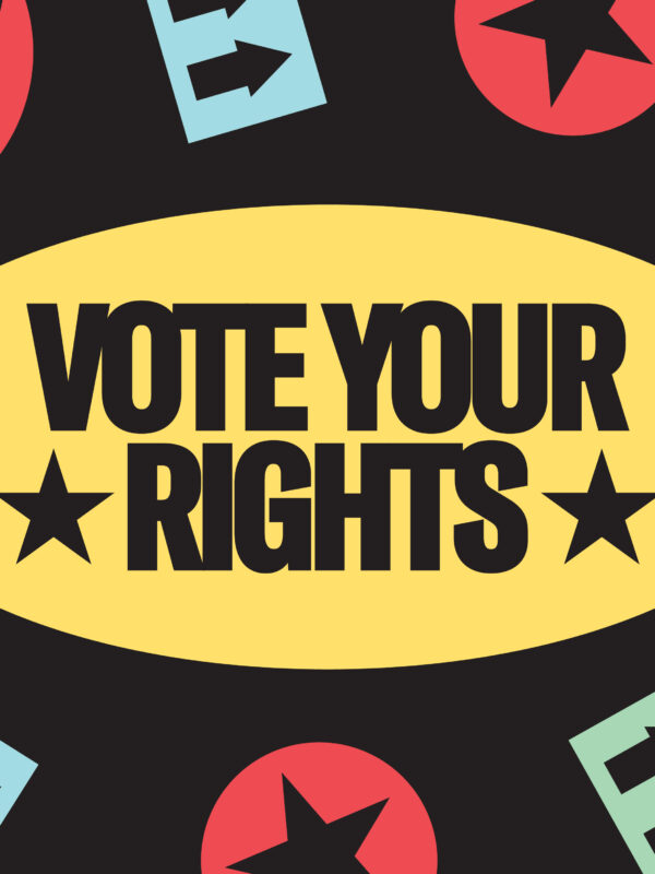 Graphic that says "Vote your rights"