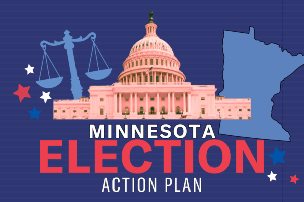 Graphic that says "Minnesota Election Action Plan."