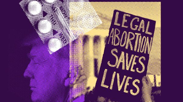 A collage of images pertaining to reproductive rights.