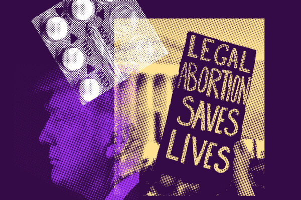 A collage of images pertaining to reproductive rights.