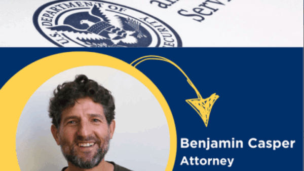 Graphic with the U.S. Citizenship and Immigration Services seal and photo of ACLU-MN Staff Attorney Ben Casper.
