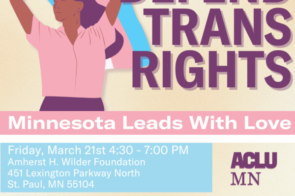 Person in pink shirt holding a flag.