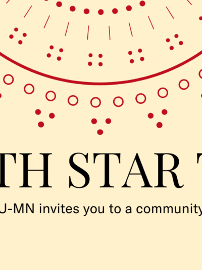 Red lace on cream background with North Star Talk: The ACLU-MN invites you to a community event.
