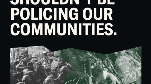 White words on black background. Abstract art at bottom.