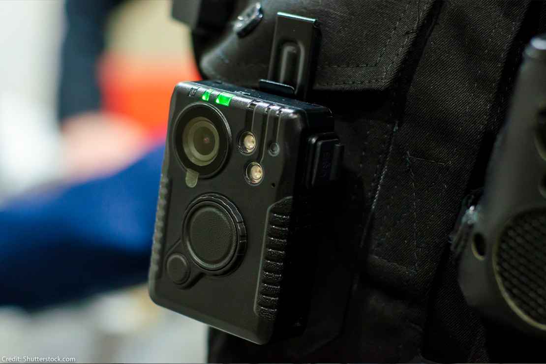 Close up of a police officer's body camera