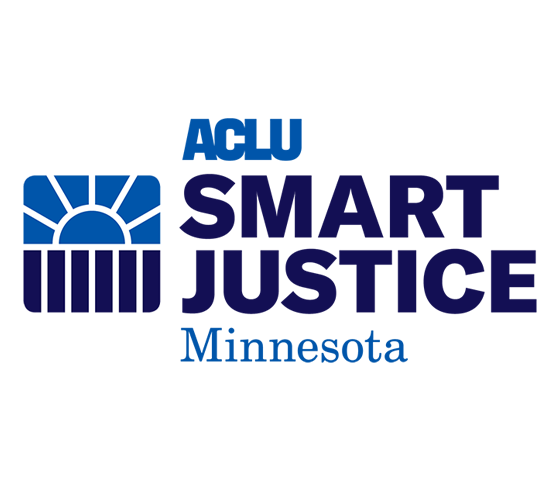 Dark blue and royal blue logo on a white background. The logo says "ACLU Smart Justice Minnesota" 