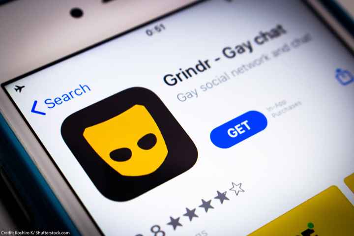 iPhone screen of Apple app store's download page for Grindr