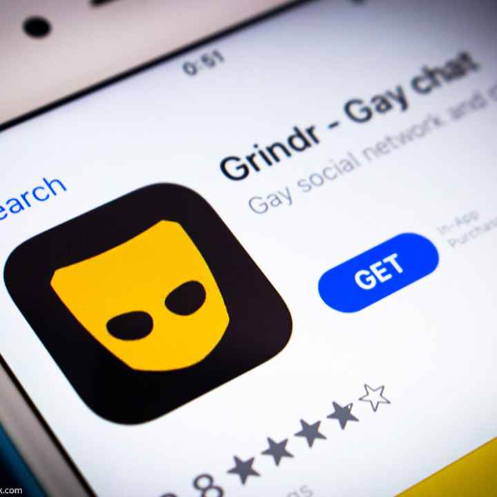 iPhone screen of Apple app store's download page for Grindr