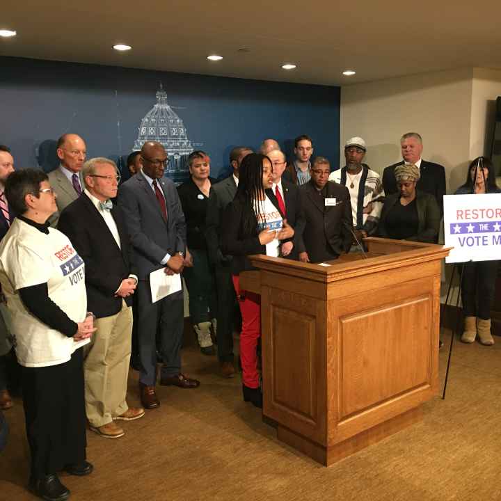 ACLU-MN joins efforts to restore the vote press conference photo