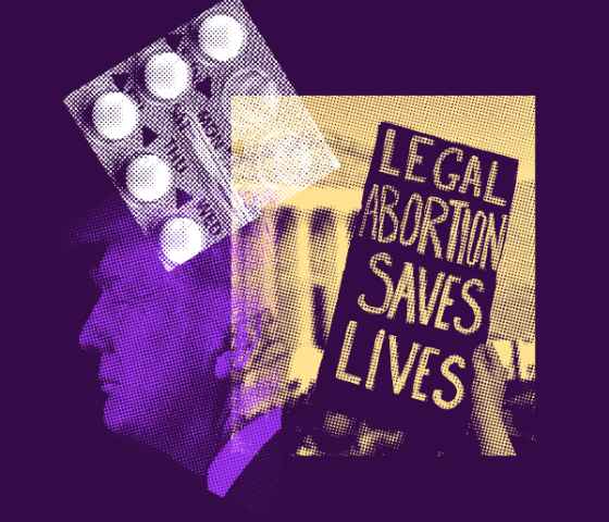 A collage of images pertaining to reproductive rights.